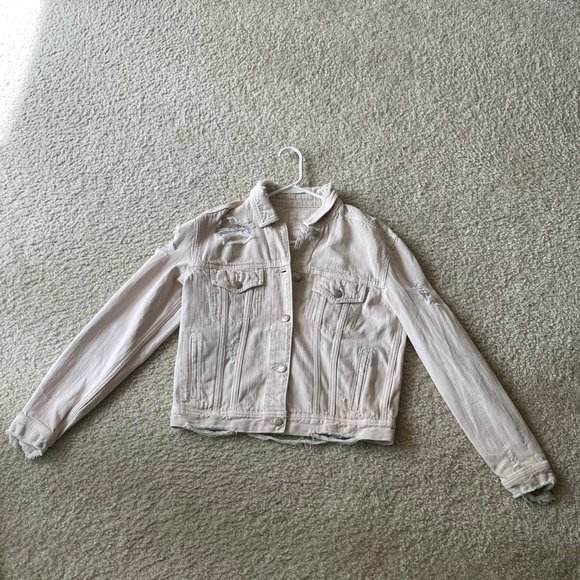 American Eagle Outfitters women's jacket pink distressed  size s - Picture 1 of 14